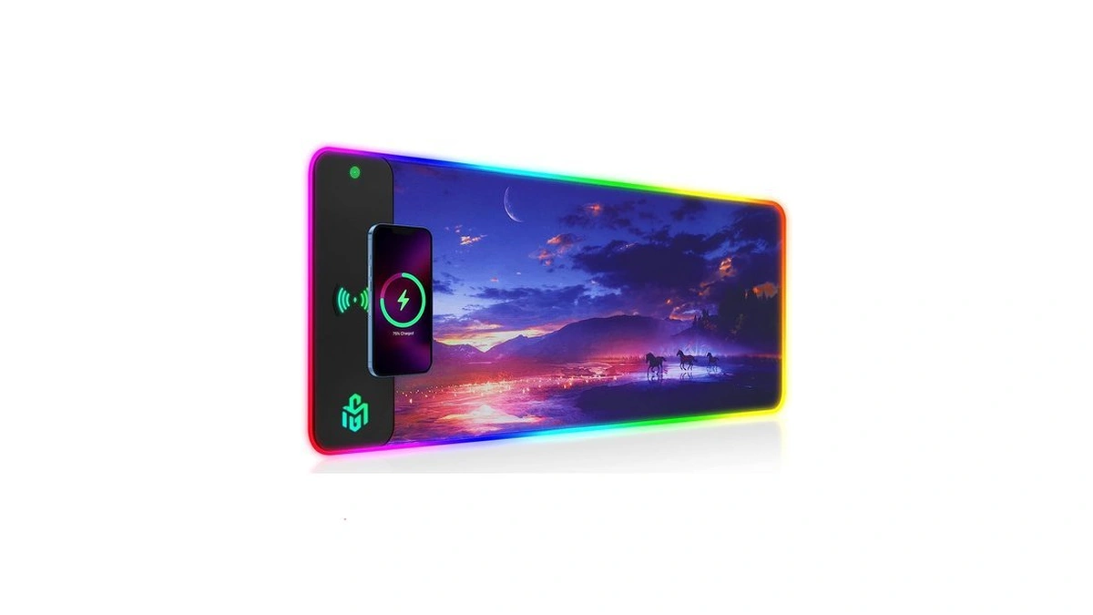 Gim Wireless Charging Rgb Gaming Mouse Pad 15w, Led Mouse