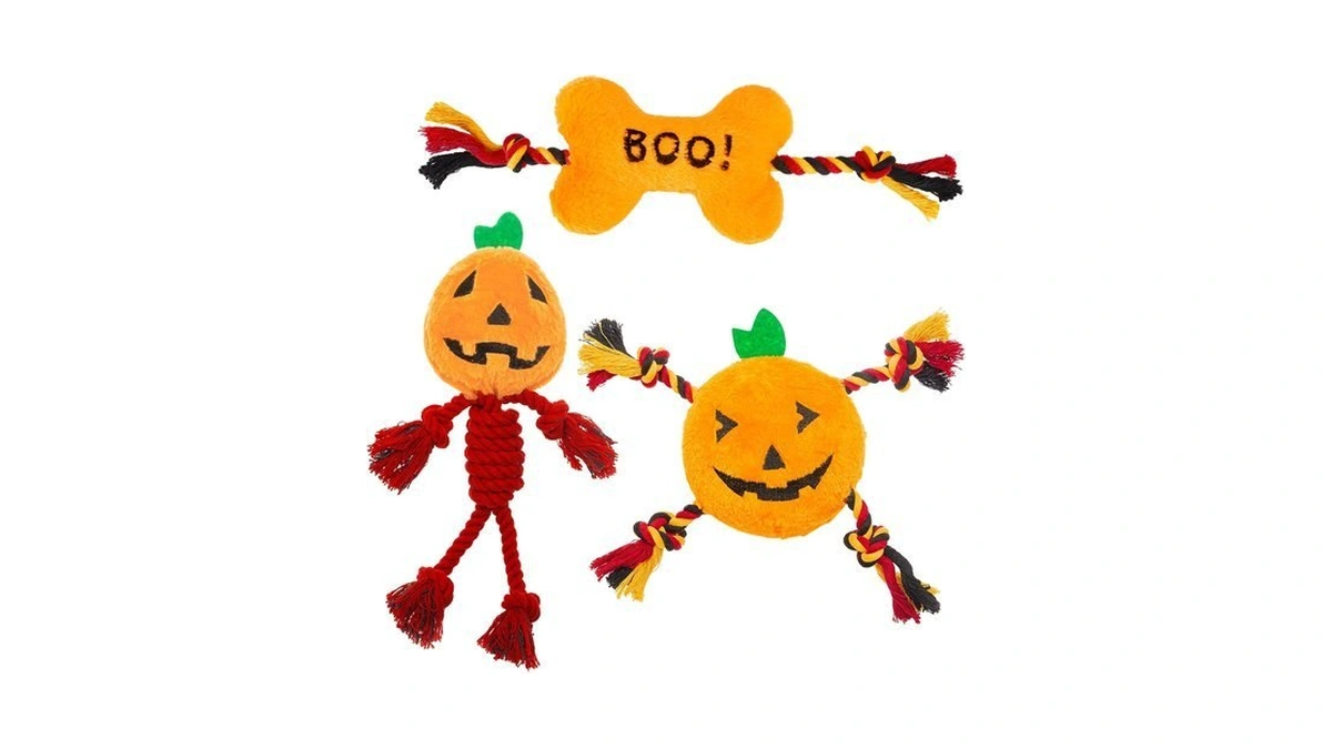 Pupteck Halloween Dog Squeaky Chew Toys - 3 Pcs Funny