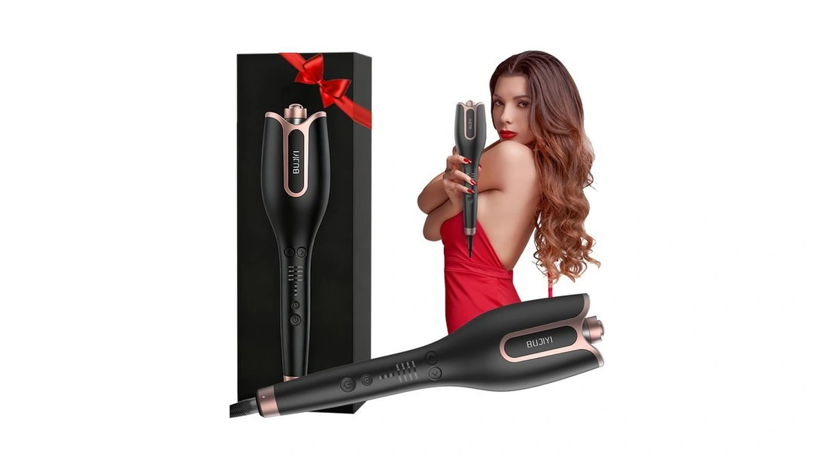 Bujiyi Automatic Rotating Curling Iron, Automatic Hair Curler, 4 Temperature