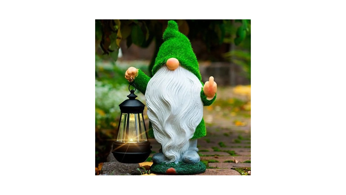 Garden Gnome 11.8, Funny Gnomes With Solar Lantern, Garden Statues