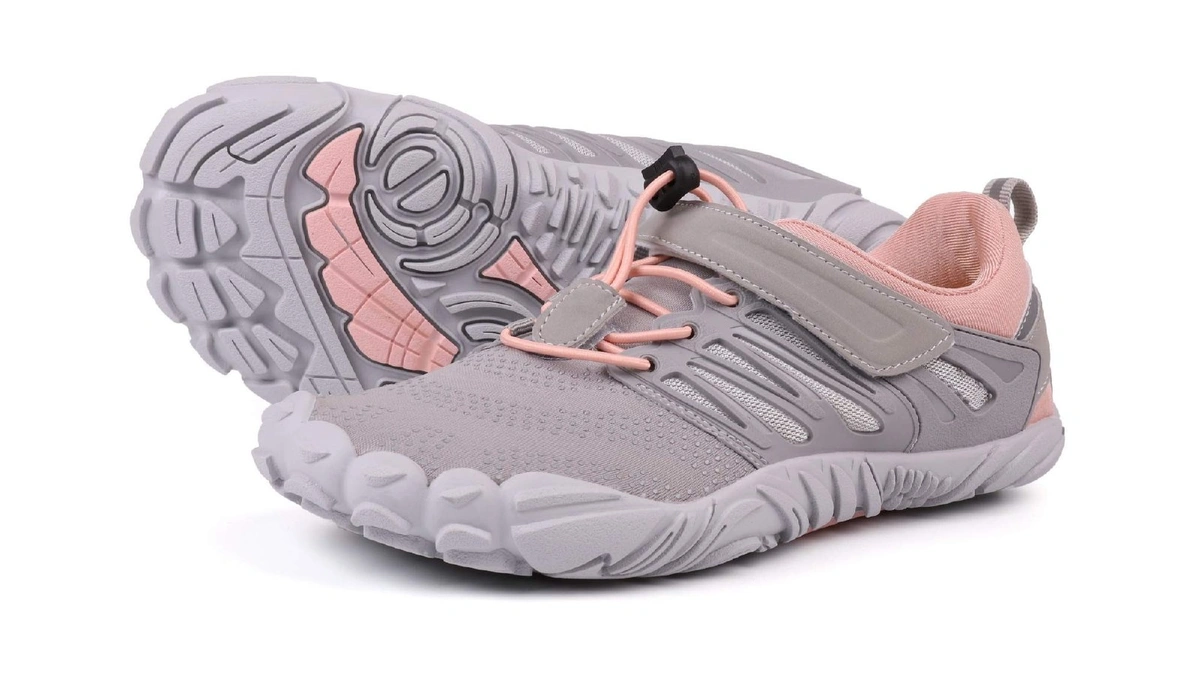 Joomra Women's Trail Running Barefoot Shoes Zero Drop, Pink Grey,