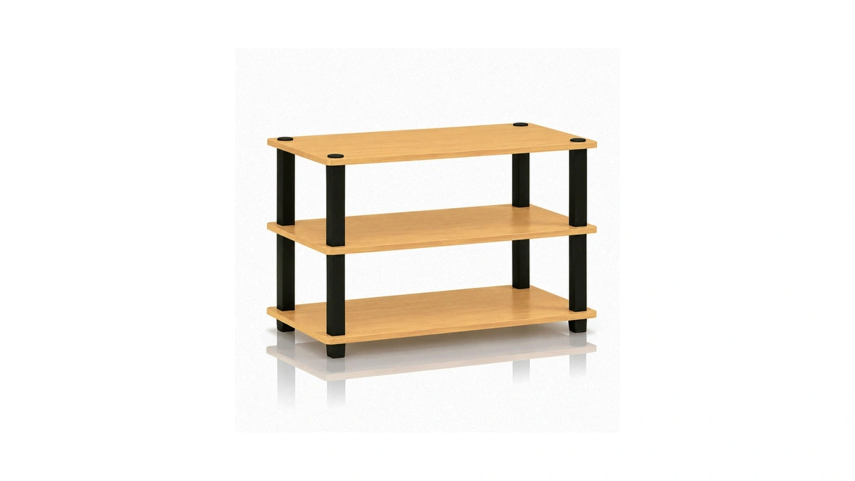 Furinno Turn-s-tube 3-tier Shoe Rack, Light Cherry/black