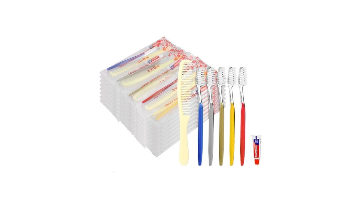 100 Disposable Toothbrushes With Toothpaste And Comb Individually Wrapped