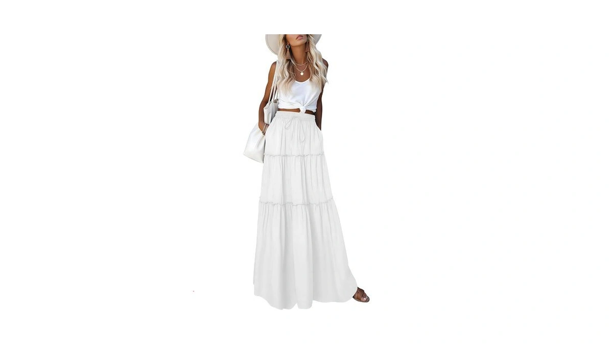 Aprolive Maxi Skirt For Women Elastic High Waist Floral Western