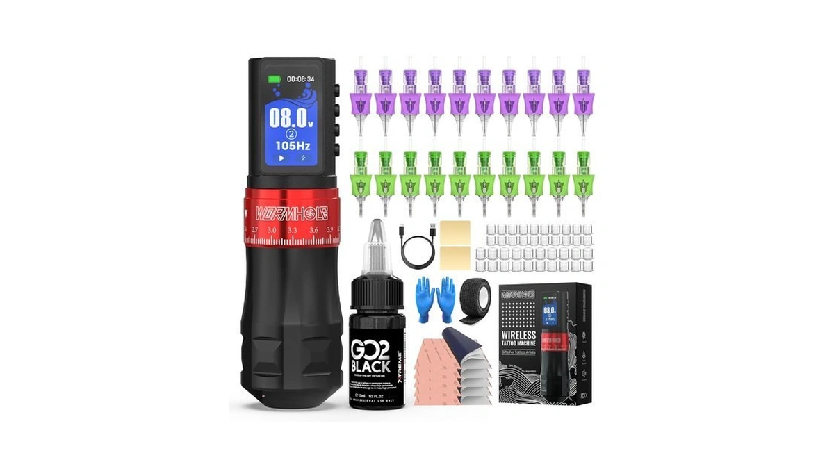 Wormhole Wireless Tattoo Gun Kit 2300mah Battery For Artists &