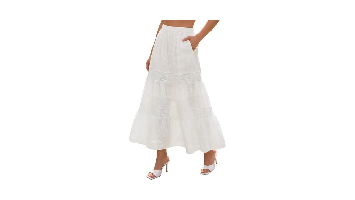 Womens Long Skirts Summer Boho Elastic High W...