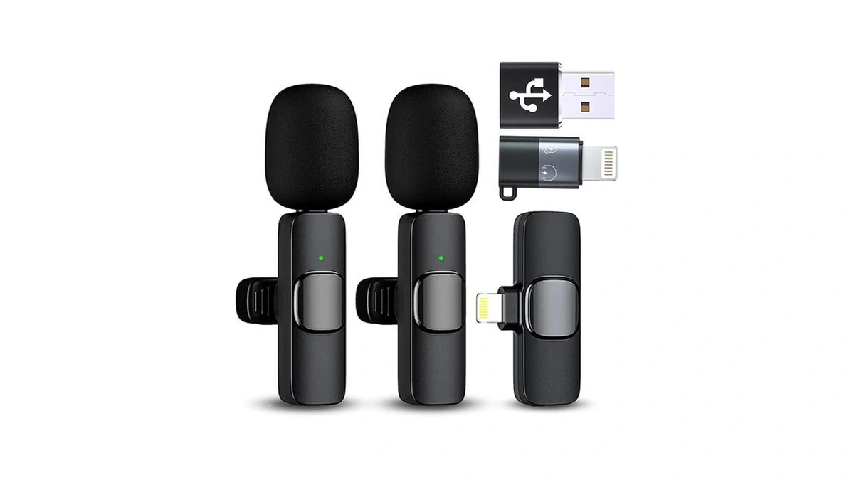 Enjoypro 2pcs Wireless Lavalier Microphone For Iphone, Ipad, Android, Laptop,
