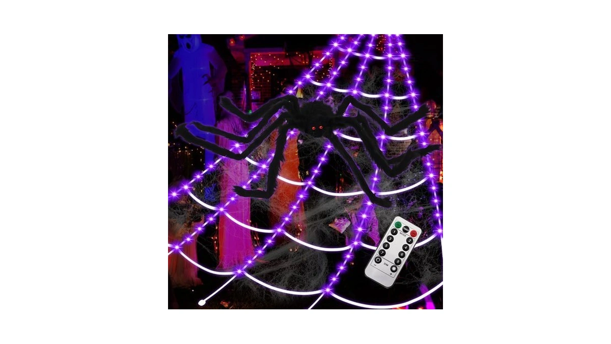 Spider Webs Halloween Decorations,16.4ft 8modes Super Bright 250led Halloween Lights