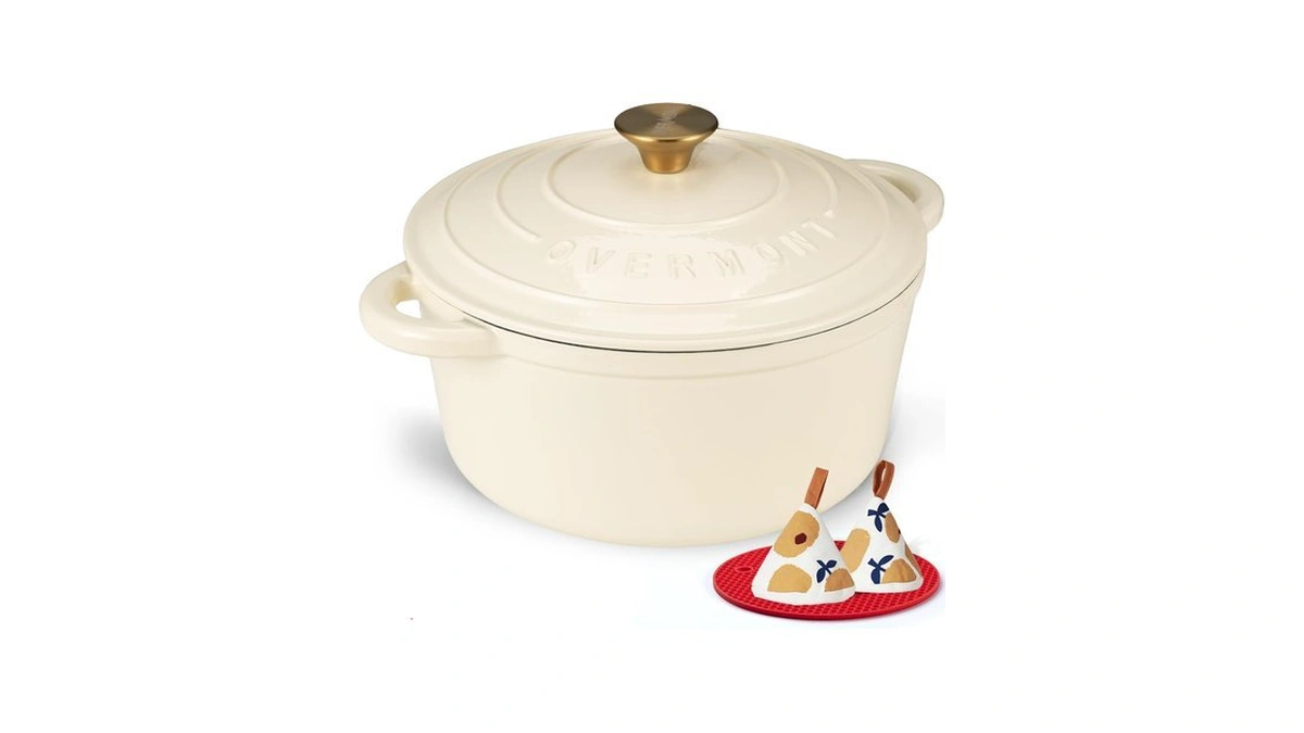 Overmont Enameled Cast Iron Dutch Oven - 4.5qt Pot With