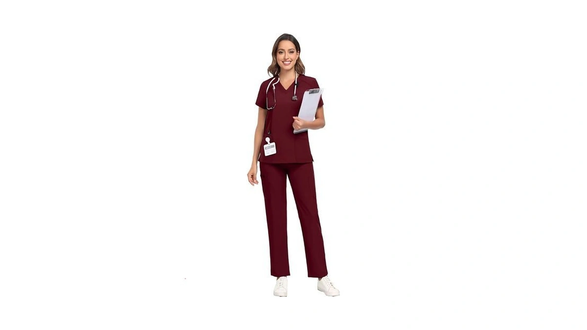 Hsdory Scrubs For Women Set, V-neck Scrub Top And Pants
