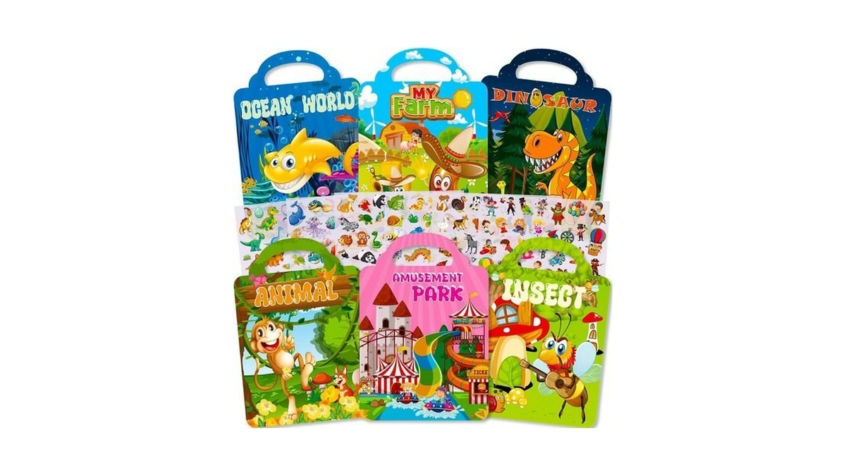 Aannanl 6 Reusable Sticker Books For Toddlers 1-3 2-4 Years,300+