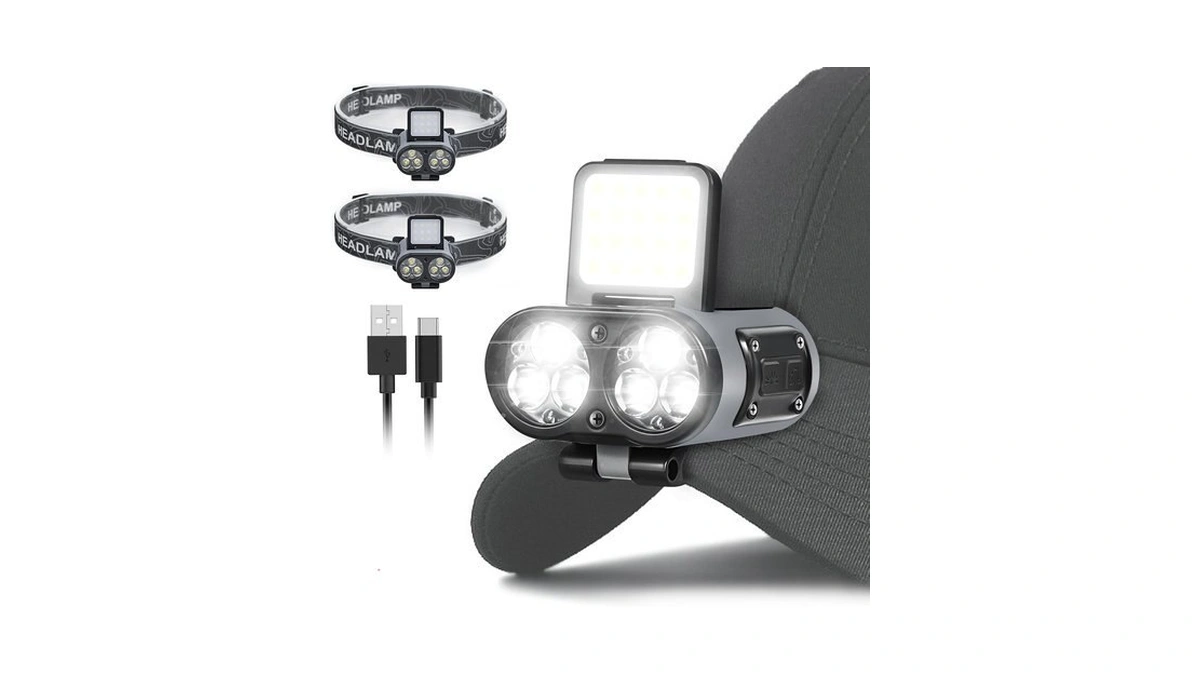 2 Pack Led Hard Hat Light, 900lm Rechargeable Dimmable Clip