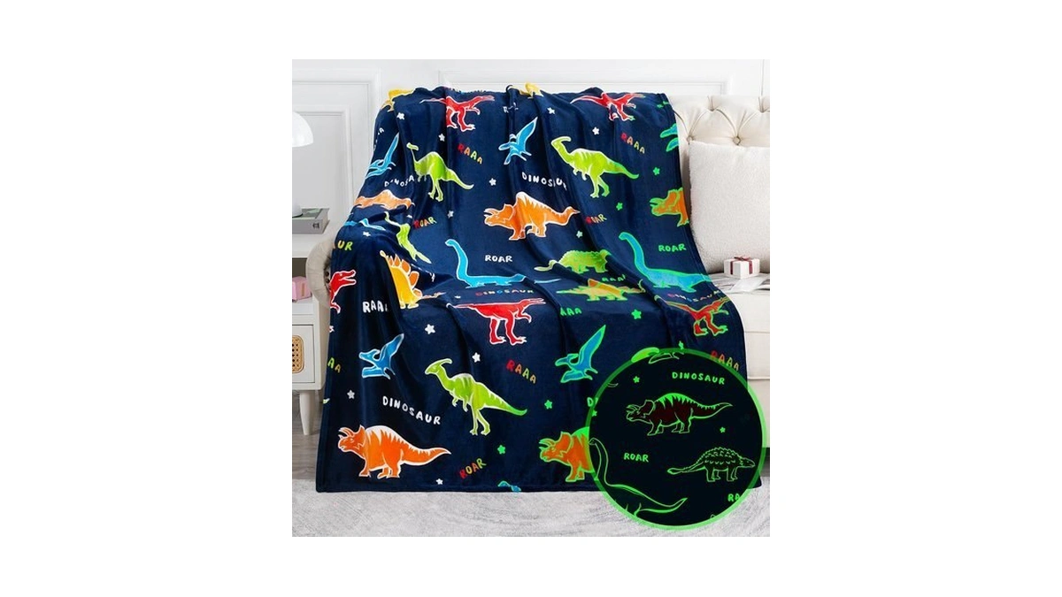 Jekeno Dinosaur Glow In The Dark Blanket Dino Gift Throw