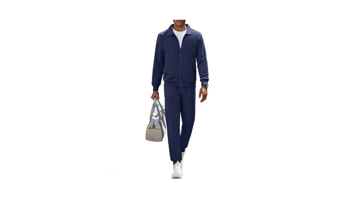 Coofandy Mens Tracksuit Navy Blue Sweat Suit Travel Sets Tennis