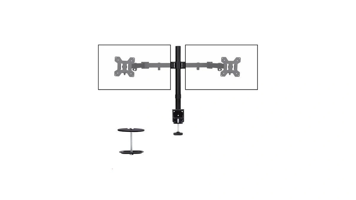 Livotica Black Dual Monitor Arm Mount For 13-32 Inch Screens