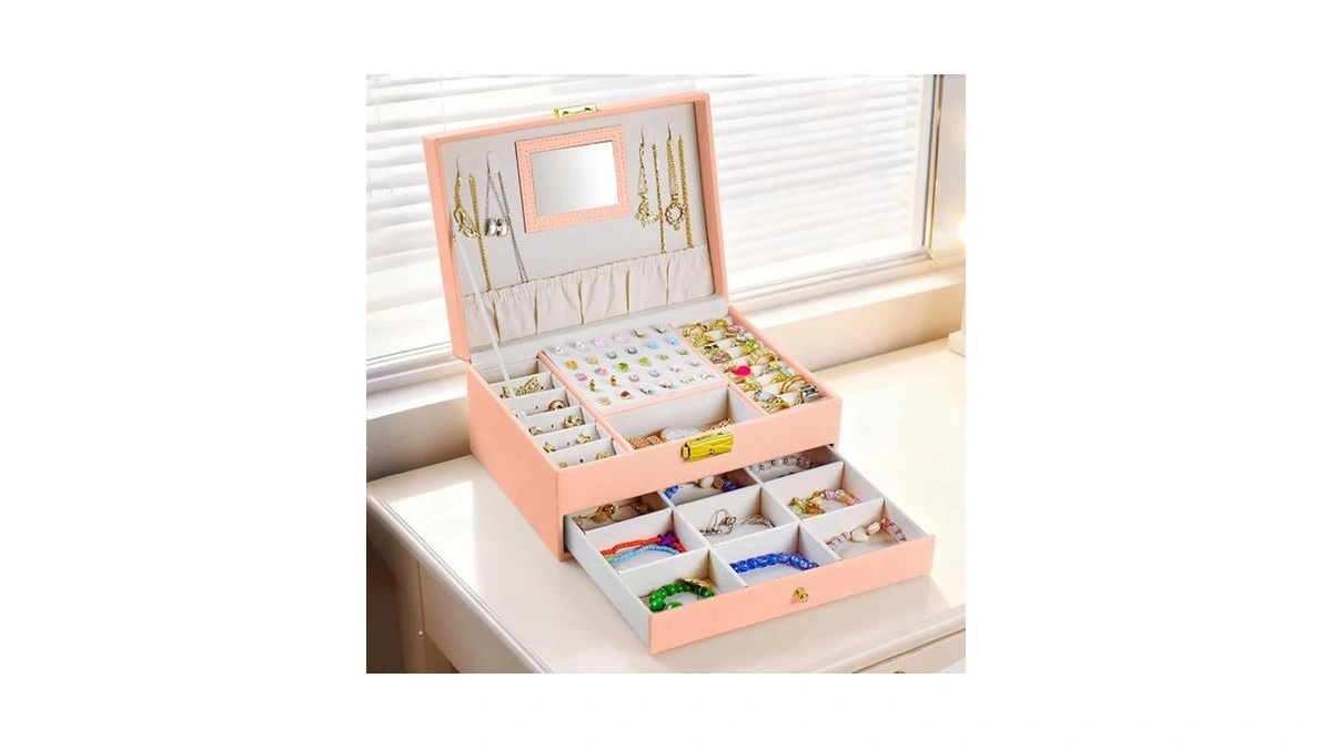 Coobest Jewelry Box, 2 Layer Jewelry Organizer With Velvet Earring