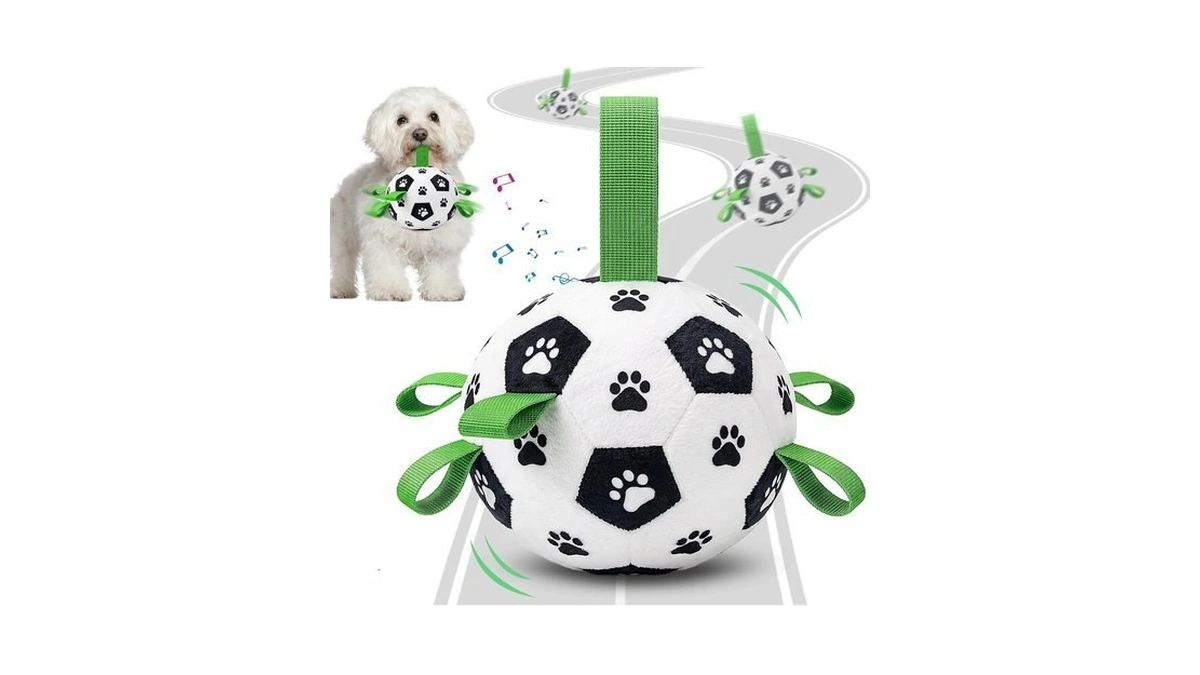 Diman Interactive Dog Toys, Dog Soccer Ball With 2 Bouncing