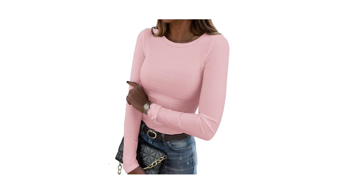 Zeagoo Tops For Women Long Sleeve Ribbed Shirts Dressy Casual