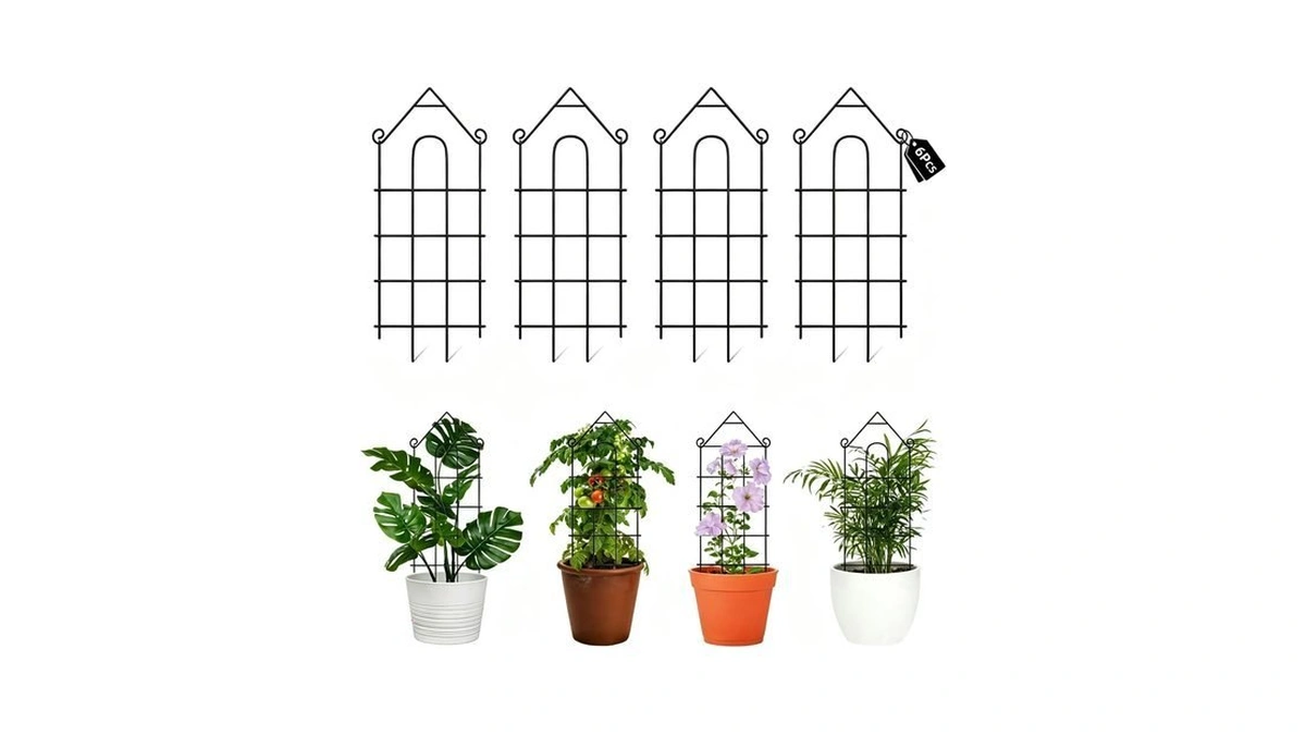 Dolemoduo 24" Plant Trellis, 6 Pack Metal Garden Trellis For