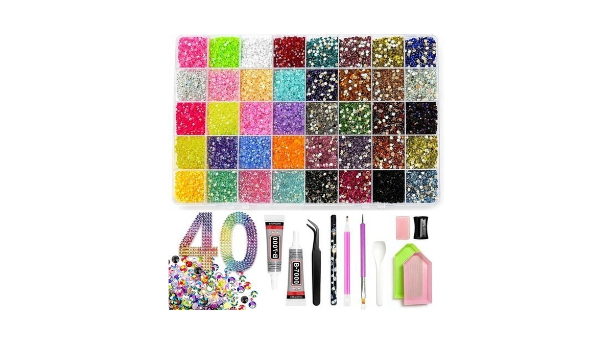 Anbrie Bedazzling Kit 38000pcs Resin Jelly 40 Non-repeating Colors 3mm
