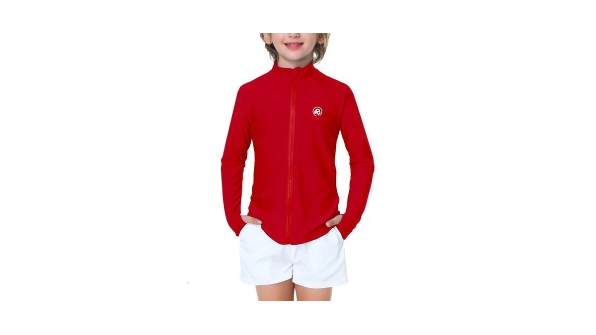 Boys Rash Guard Zipper Sun Shirts Uv Protection Long Sleeve