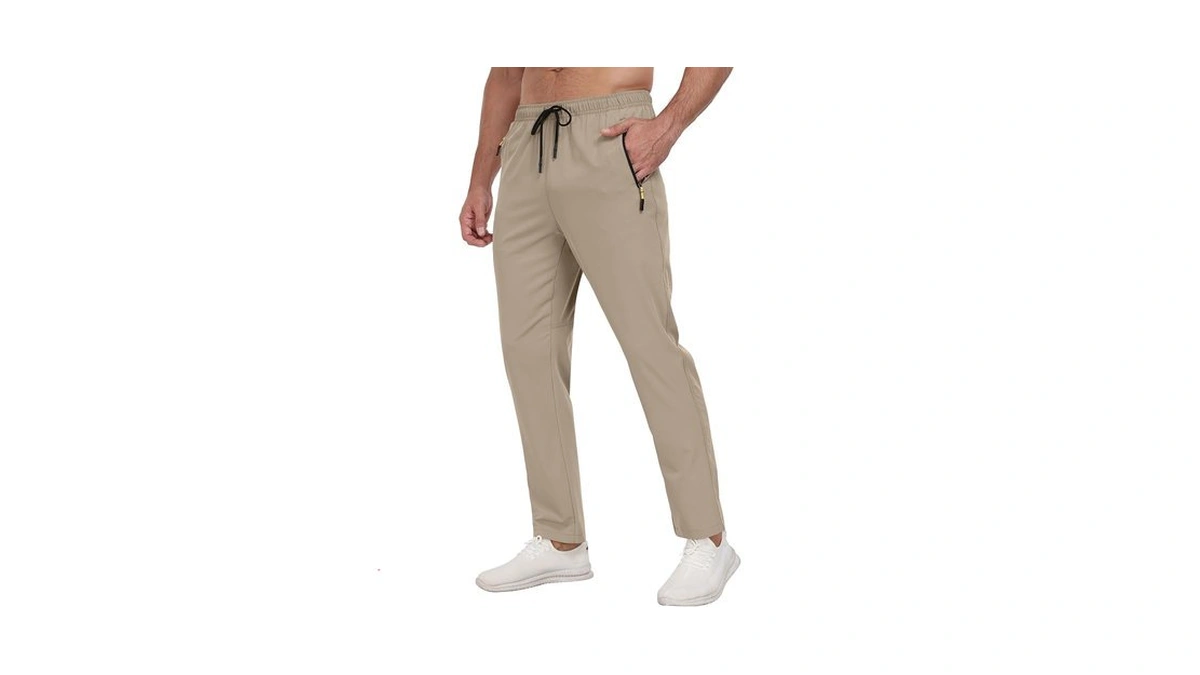 Zoofly Men's Sweatpants Lightweight Workout Pants With Zipper Pockets Elastic