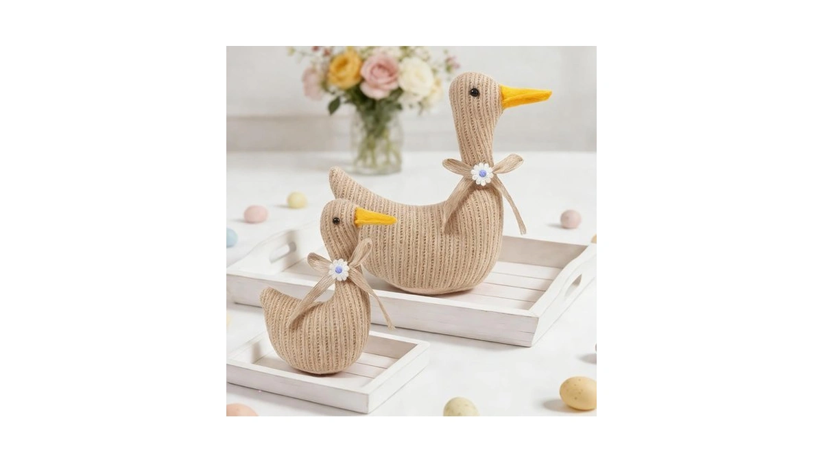 Fiarbrty 2 Pack Silly Goose Easter Spring Birthday Decorations, Hand-knitted