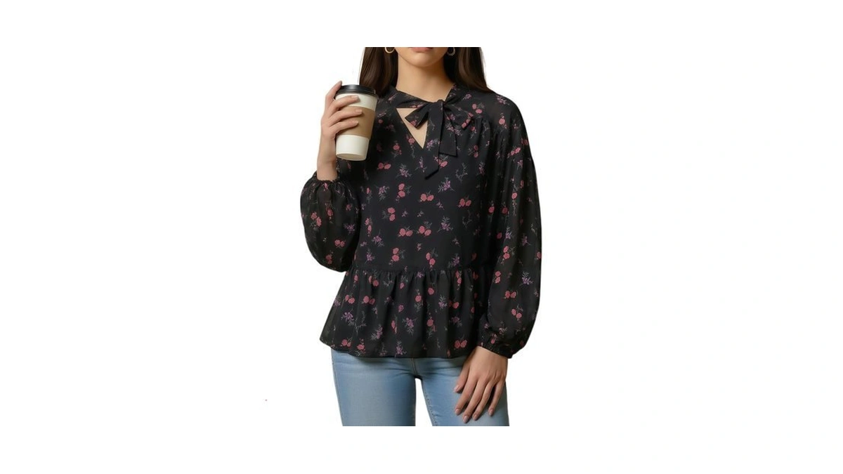 Laphee Rose Boho Tops For Women Long Sleeve V Neck