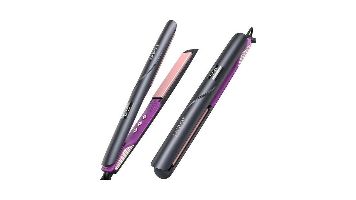 Landot Flat Iron Hair Straightener 1 Inch, Ceramic Ionic, Dual