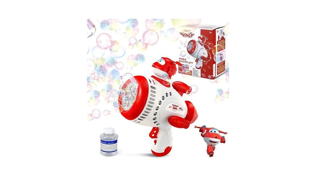 Super Wings Bubble Gun Blaster With Bubble Refill Solution For