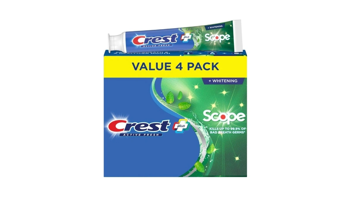 Crest + Scope, Active Fresh, Teeth Whitening Toothpaste For Adults,