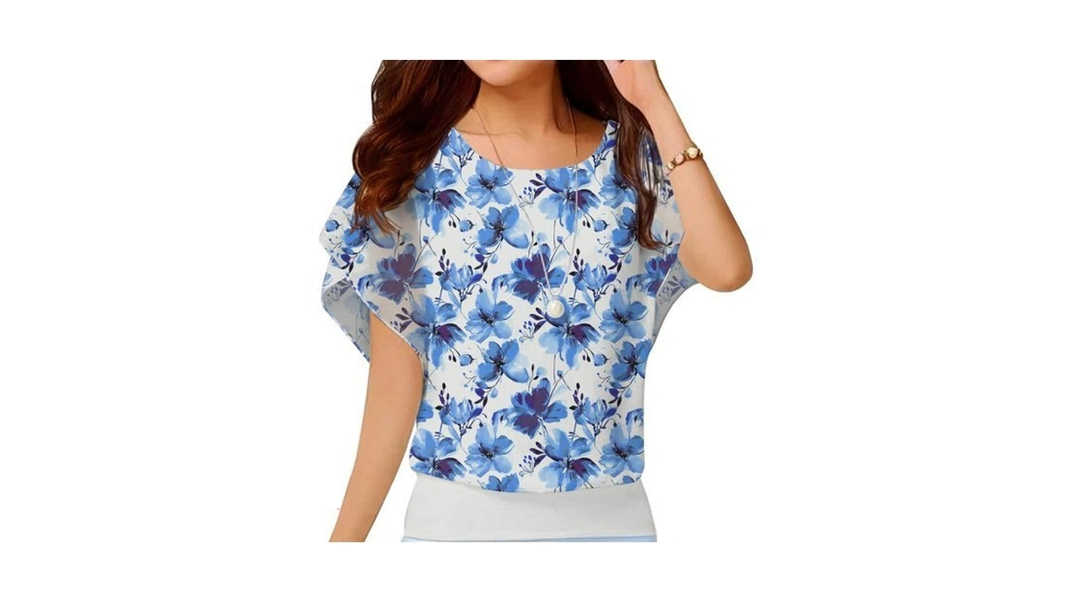 Neineiwu Women's Summer Loose Casual Short Sleeve Chiffon Top T-shirt