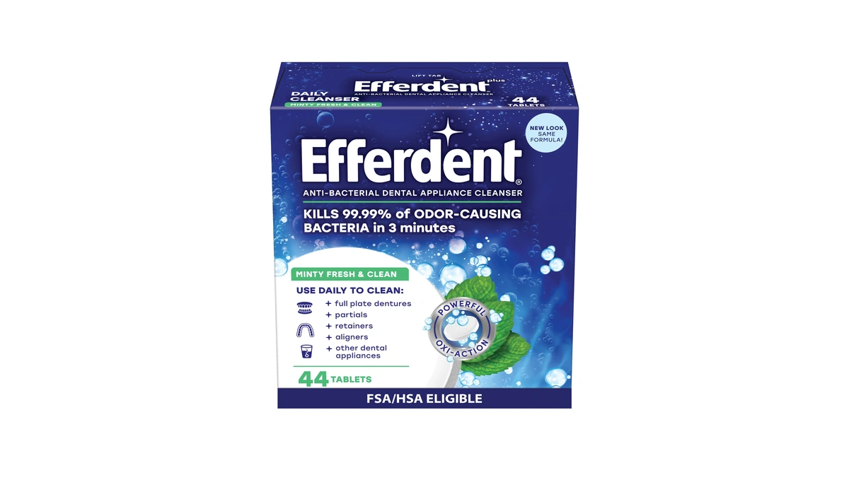 Efferdent Denture Cleaner Tablets, Minty Fresh & Clean, 44 Count