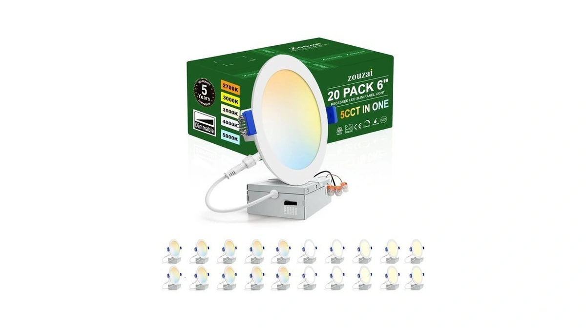 Zouzai 20 Pack 6" Led Recessed Light, 12w 1080lm, 5cct,