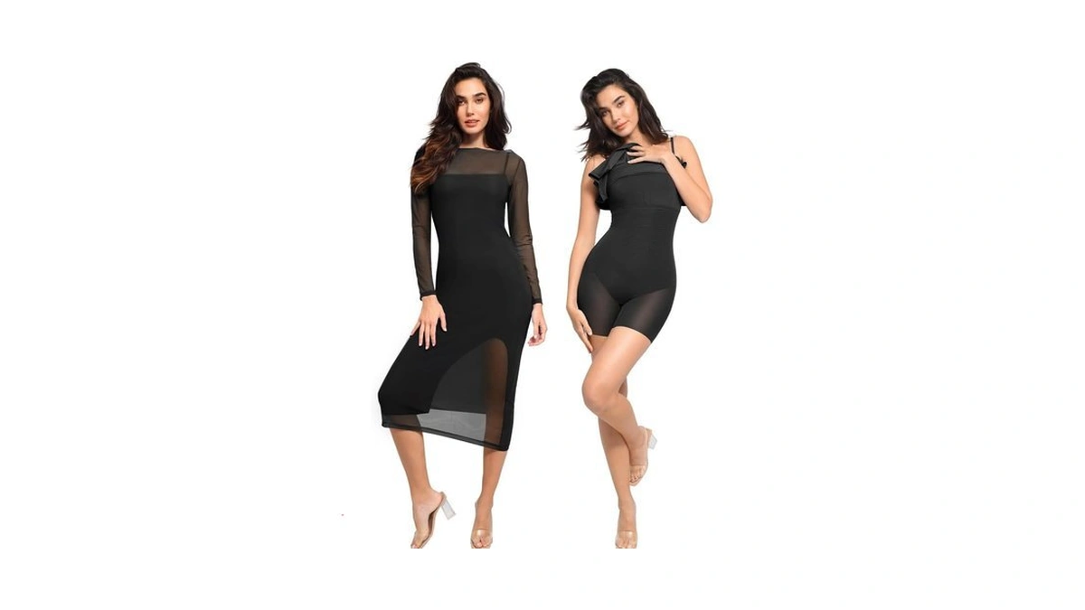 Popilush Shapewear Dress For Women 2 Piece Black Dresses For