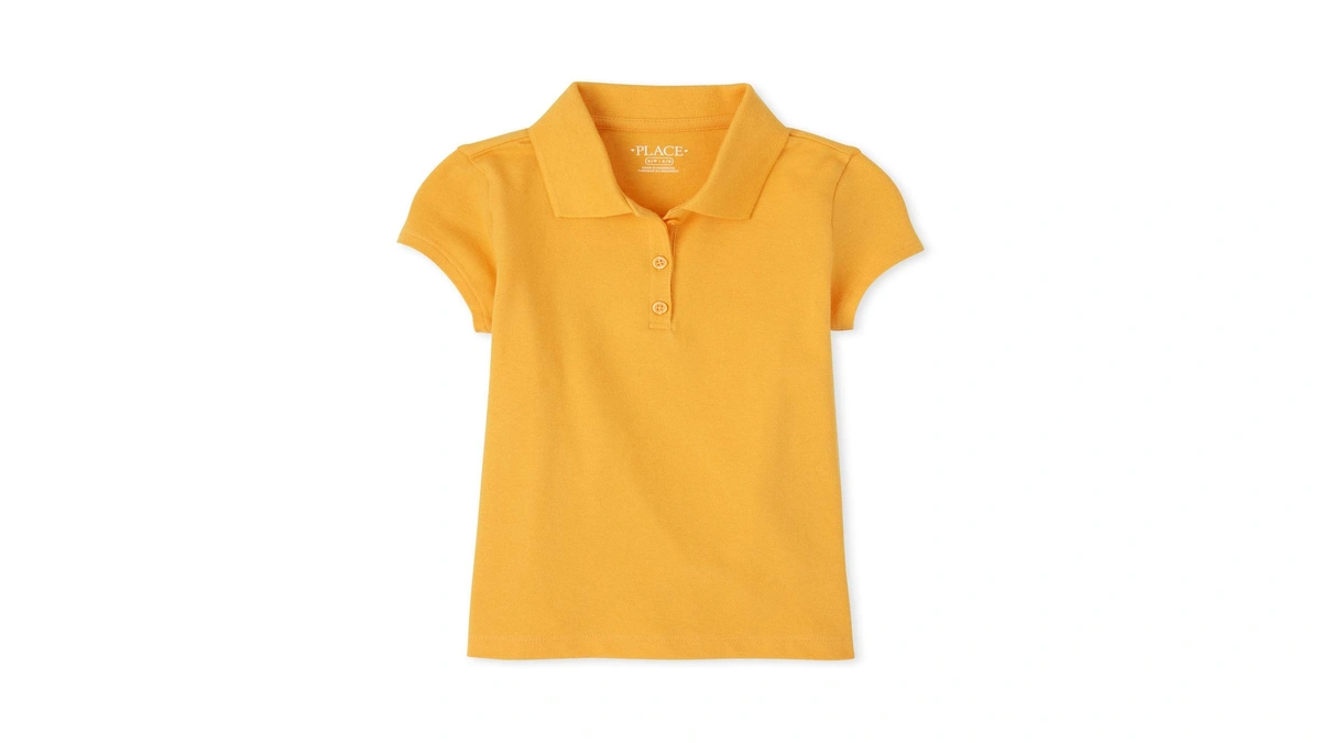 The Children's Place Girls Uniform Pique Polo Shirt, Yellow Pencil,