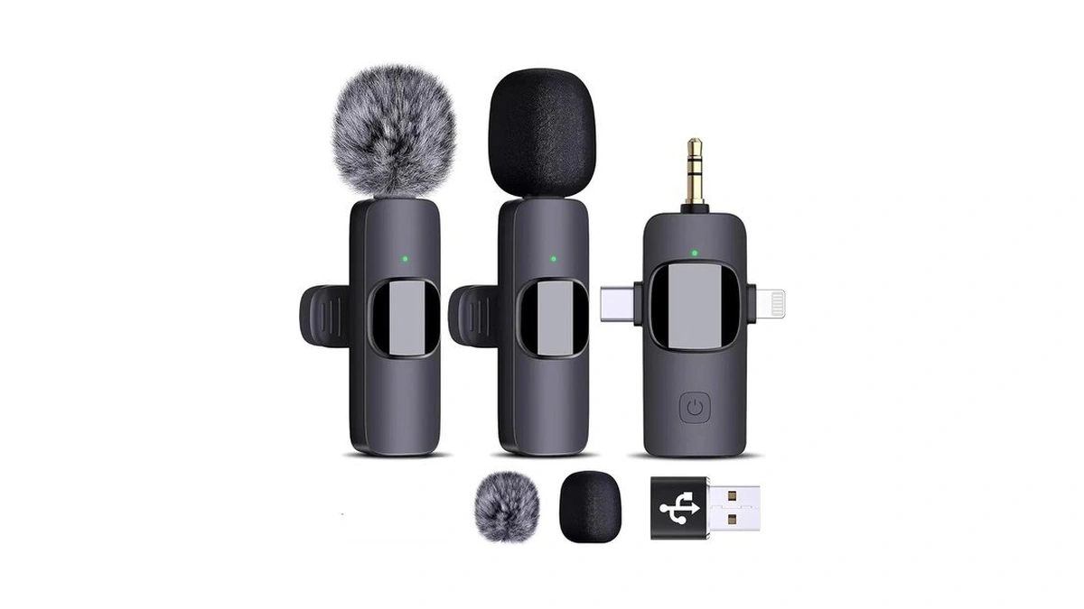 Enjoypro 3 In 1 Wireless Lavalier Microphones For Iphone, Ipad,