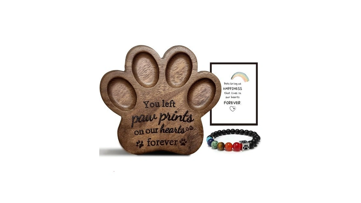 Pet Memorial Paw Print Shape Ornament & Bracelet To Remember