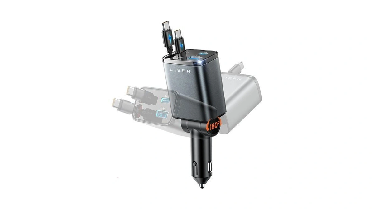 Lisen Retractable Car Charger Usb C Fast Charge For Iphone