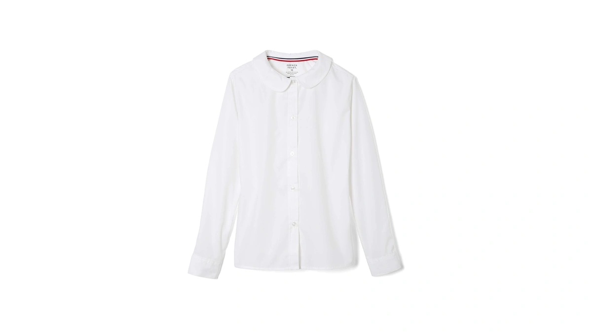 French Toast Girls' Long Sleeve Woven Shirt With Peter Pan