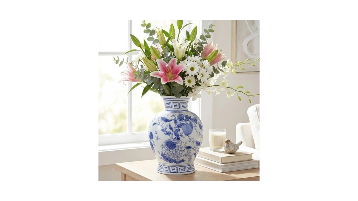 Acellegic Blue And White Vase Vintage Ceramic Vases For Home