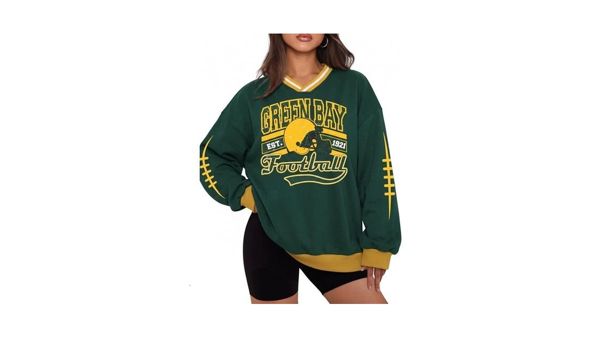 Oversized Football Sweatshirts Women Game Day Outfits Sunday Funday Jersey