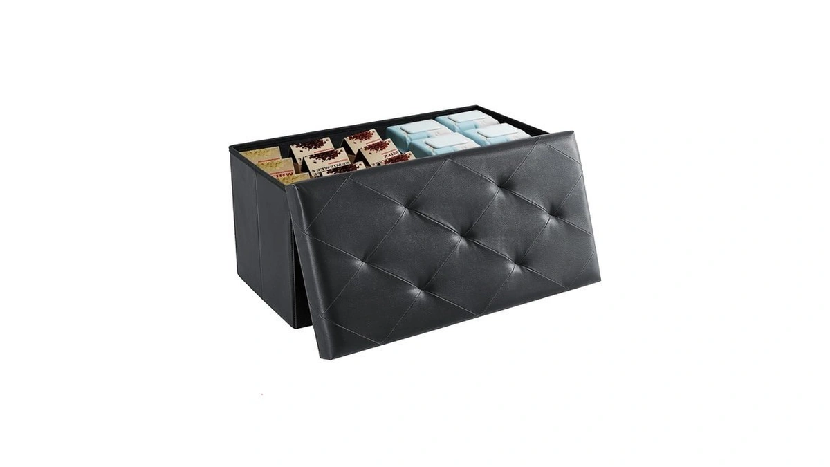 Dumos 30 Inch Folding Storage Ottoman Bench, Hidden Ottoman With