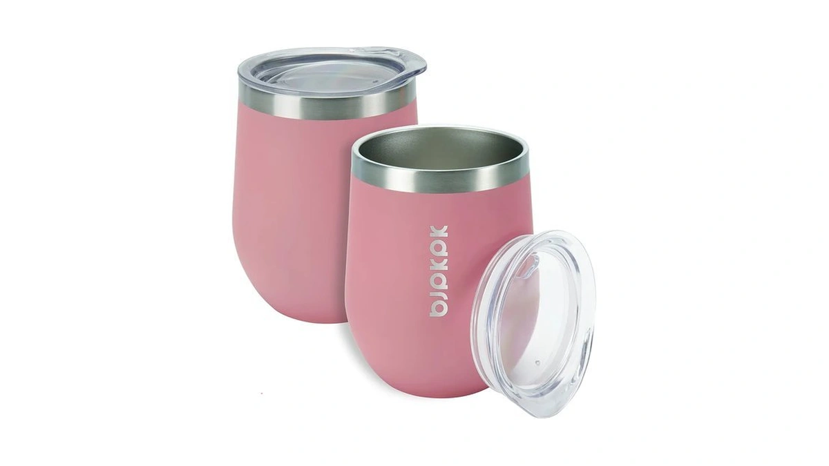 Bjpkpk 2 Pcs 12oz Insulated Wine Tumblers, Stainless Steel Cups