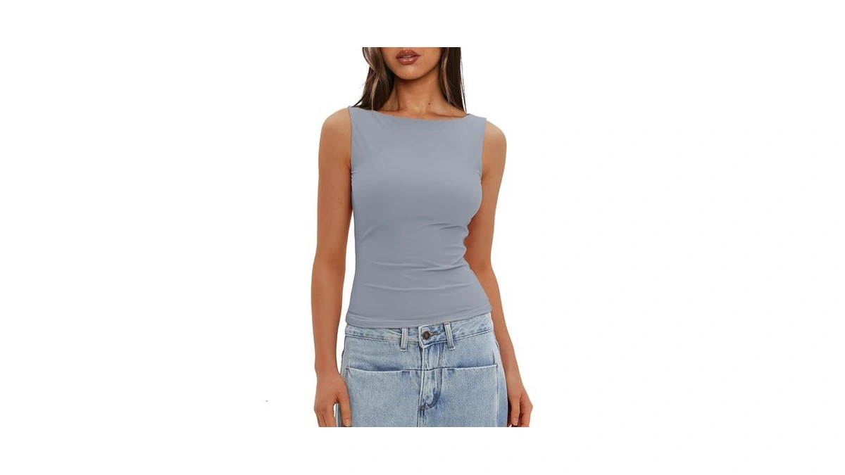 Darong Women Boat Neck Tank Top Sleeveless Do...