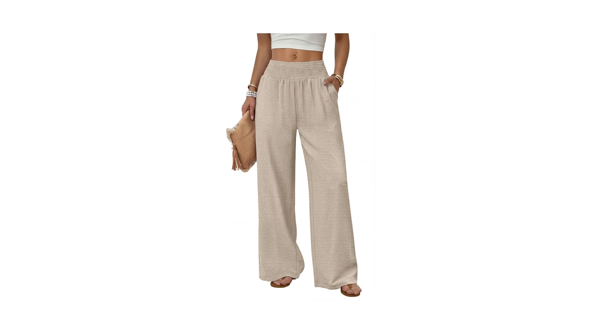 Sampeel Wide Leg Linen Pants Woman Boho Palazzo Trousers For