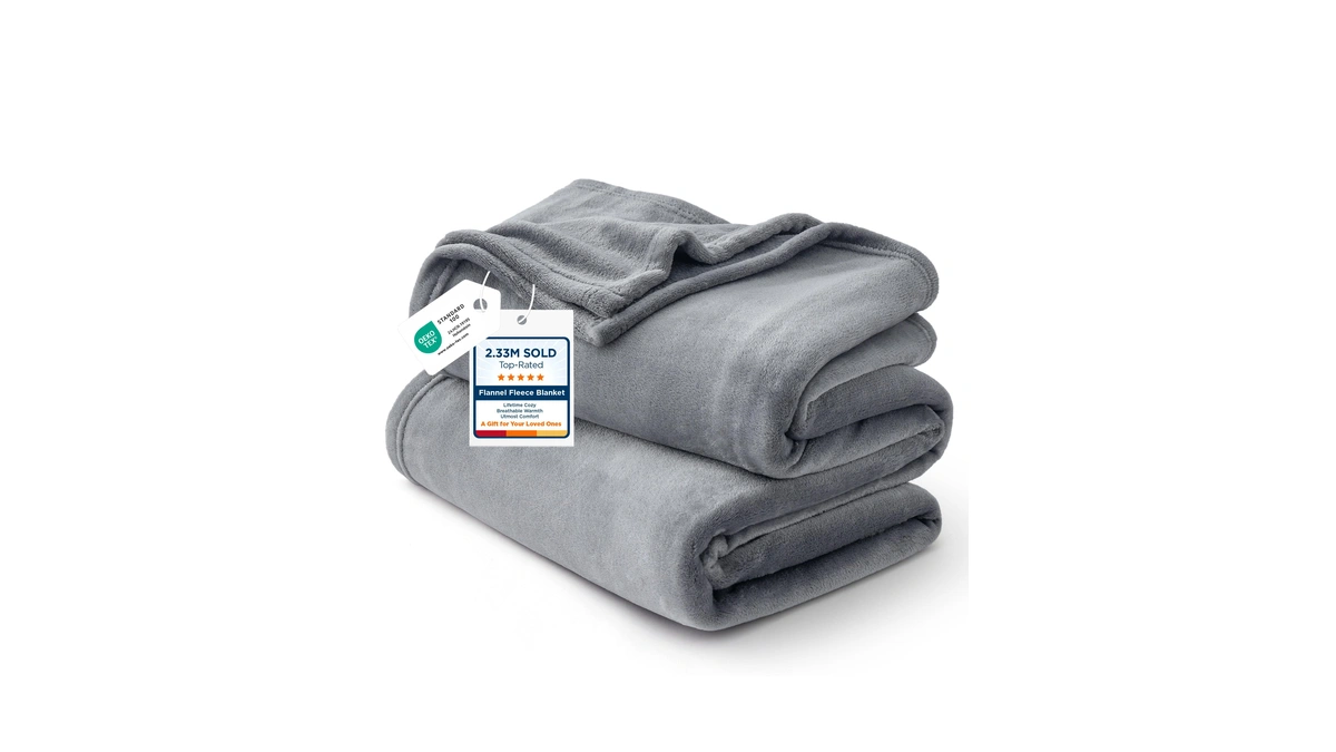 Bedsure Gentlesoft Fleece Bed Blankets Queen Size Grey - Soft