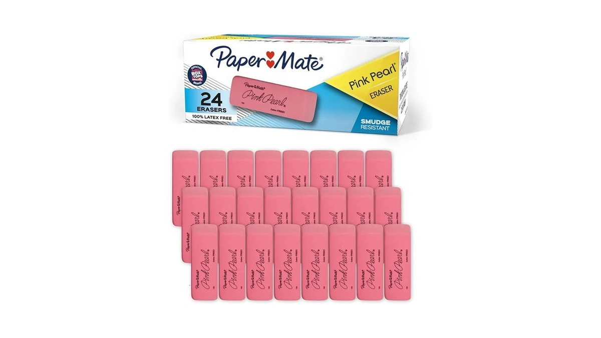 Paper Mate Pink Pearl Erasers, Medium, 24 Count - Back