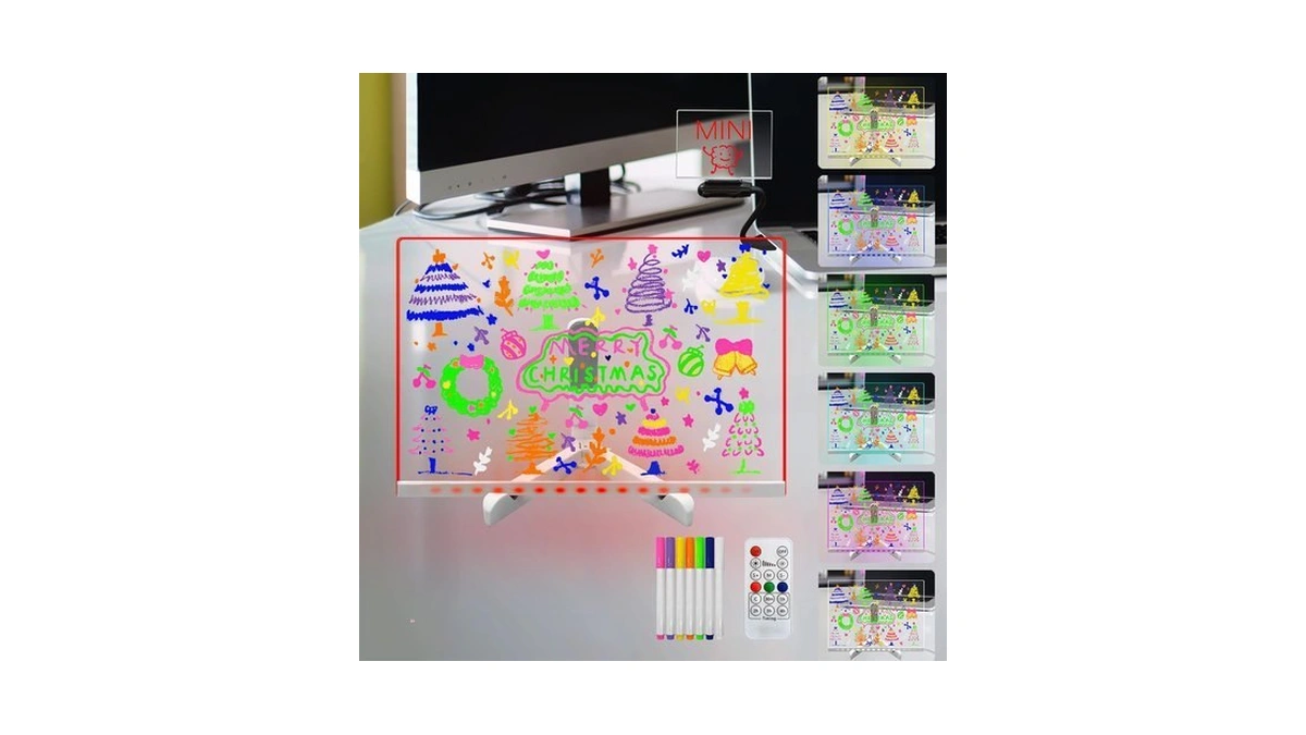 Laysinly Acrylic Dry Erase Board With Light Up Stand, 11.81"