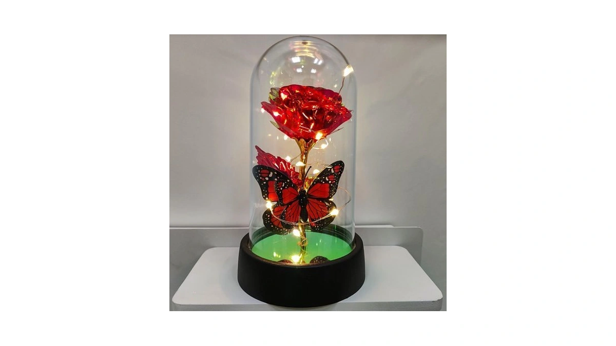 Jzilu Glass Flower, Rose In Glass Dome, Rosas Eternas, Forever